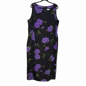VTG 90s Y2K BLACK PURPLE FLOWER DRESS WHIMSIGOTH FAIRY PLUS SIZE 2XL STUDIO I